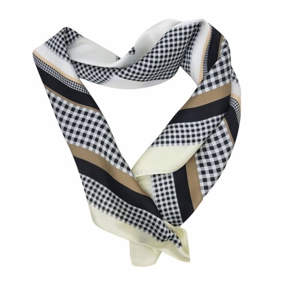 ✨Elegant Bandana Geometric Scarf Silky Satin Black Brown Geometric Wrap Stylish✨ - Picture 2 of 5